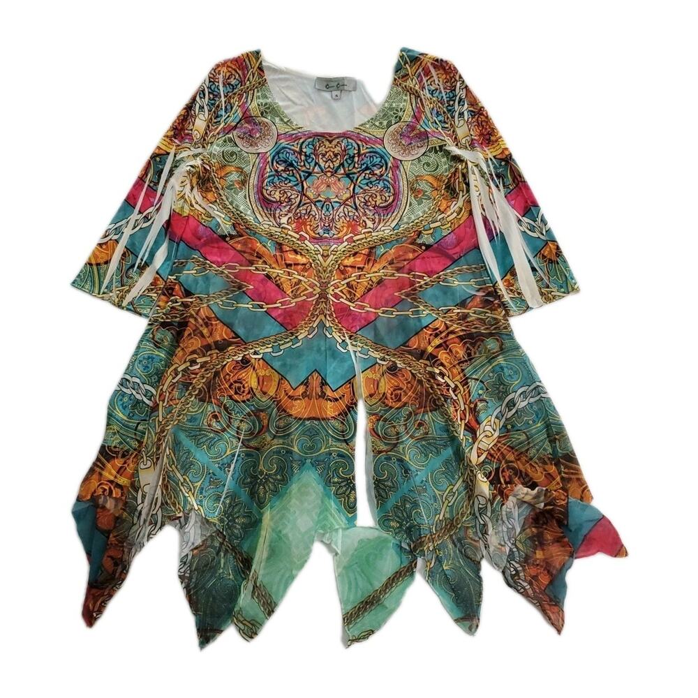 Cover Charge Women's Top Multicolor Size Small Polyester Blend Stretch Pullover